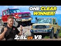 V8 v.s. 4 Cylinder LandCruiser Dyno Tuning shootout! New 79 Series compared towing &amp; offroad