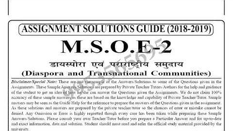 IGNOU MSOE-2 solved assignment 2018-19 / Diaspora and Transnational communities
