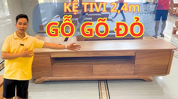 Kệ tivi gỗ gõ đỏ, nội thất gỗ gõ đỏ kệ tivi 2,4m gỗ gõ đỏ pachy nhập khẩu, kệ tivi gỗ gõ Nam Phi