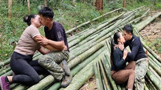 Harvest bamboo shoots and sell them at the market. Take bamboo to prepare. Make a bathroom