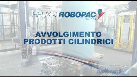 Vertical roll wrapped by Robopac Helix 4 automatic stretch wrapper