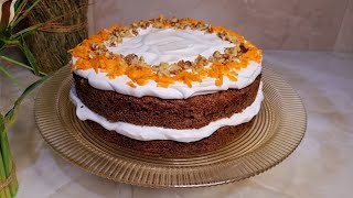 carrot cake with walnuts كيكة الجزر  الهشه بأبسط و اقل التكاليف