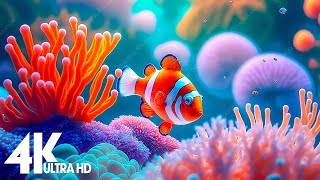 Aquarium 4K VIDEO (ULTRA HD) 🐠 Beautiful Relaxing Coral Reef Fish - Relaxing Sleep Meditation Music