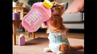 Ytp:Stupid cat drinks pink sauce and explodes the sun lol (MILD TOILET HUMOR!) (READ DESC)
