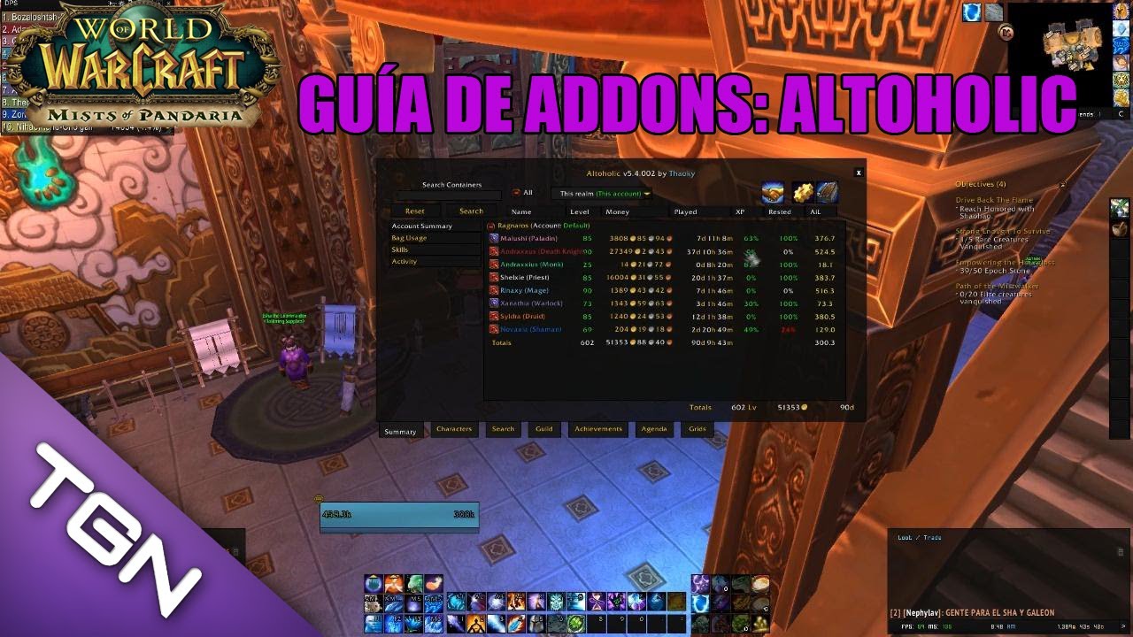 ★ World of Warcraft: Mists of Pandaria - Guía de Addons - Altoholic