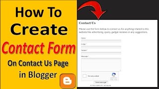 How to Create Contact us Form in Blogger |How to Add a Contact Form on Contact us page on Blogger