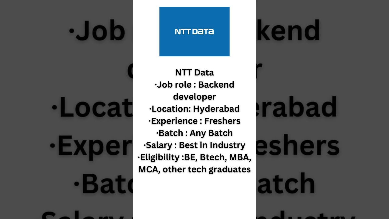NTT data Back End Developer - I | OFF CAMPUS  | Top companies hiring