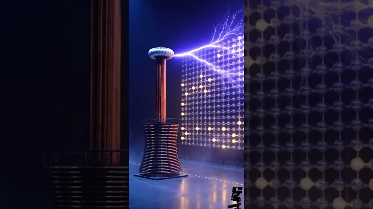 Tesla Coil vs Wall of Light Bulbs — Electricity in Action!