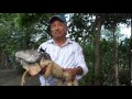 Carlos Sastre Koy, da vida a la iguana verde en el barrio de Cojinillo en Tierra Blanca, Veracruz