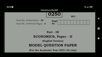 TS inter 2ndyear 2022 Economics model question paper April / May 2022 IPE #TSInter #TSInterPapers
