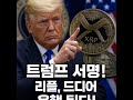 트럼프 서명! 리플, 드디어 은행 된다!” “코인이 아니라 은행이다… XRP의 시대 시작!”   “10월 말, XRP 폭등 신호탄이 터진다!”