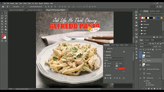 Creamy Alfredo Pasta Poster Design in Photoshop | Instagram \& Facebook Creative Ads Tutorial Video