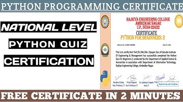 Python Programming Quiz Certificate | National Level Certification | Programming Quiz Certificate