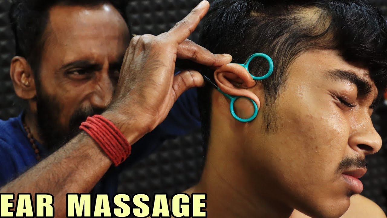 Ear Massage & Ear Fingering by Indian Barber | Head Massage & Neck Cracking | Body Massage with Oil 