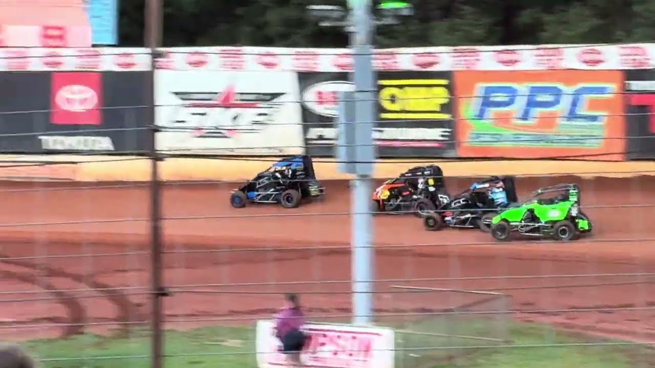 Caleb Bacon takes the heat. Dirt track racing in North Carolina.