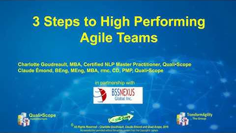 A 3 step agile approach to mobilize, engage and develop high performing teams