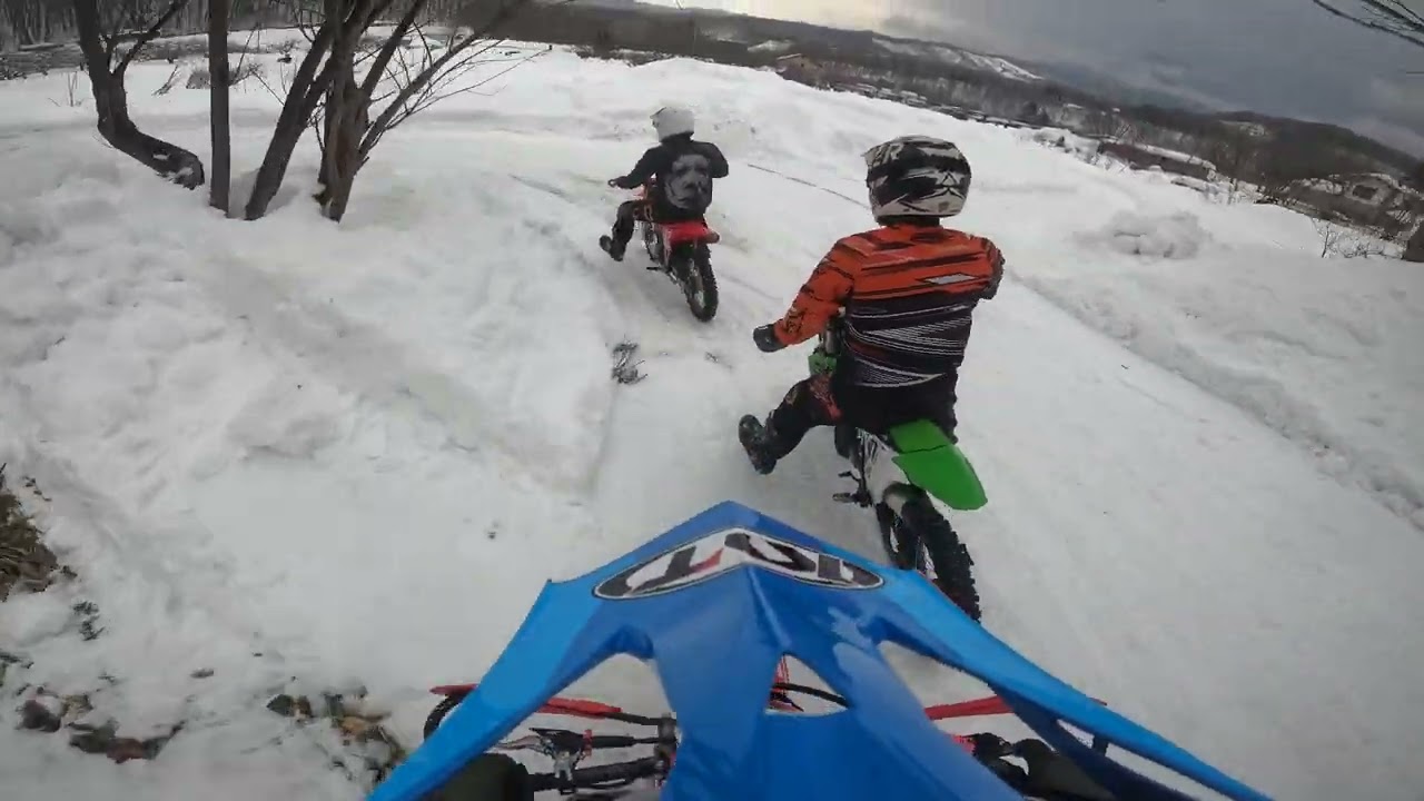 2026年 2月15日 八剣山スノーライディング第2戦 きつねクラス ゼッケン416 CRF125F ナイアガラスタート