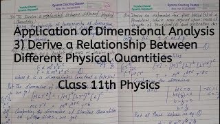 Application of Dimensional Analysis Part 3, Chapter 2, Units and Measurement, Class 11 Physics