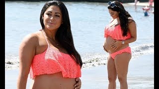 Casey Batchelor Shows Off Her Blossoming Baby Bump In Coral Pink Bikini During Lanzarote