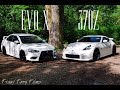 White EVO X and 370z