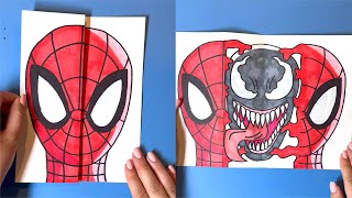 How To Draw A Spiderman VS Venom SURPRISE FOLD