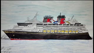 Drawing of Disney Magic for Disney Cruise line