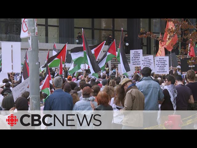 Pro-Palestinian protesters gather at Israeli Consulate in Montreal to mark Nakba anniversary