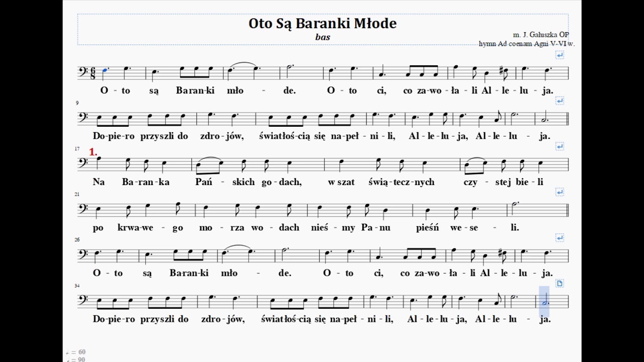 Bas - Oto Są Baranki Młode z akompaniamentem w refrenie.