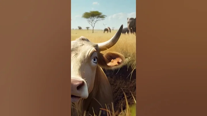 The helpless brown cow was helped by the elephant #help #ai #animation #shorts #shortvideo #short