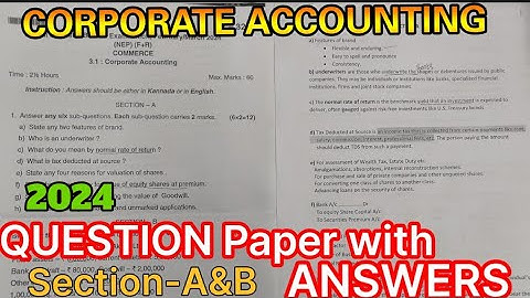 Corporate Accounting BCOM 2024 Question paper with Answers