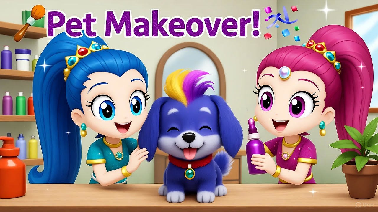 RAINBOW VALLEY FULL EPISODE❄️Shimmer and Shine: Pet Makeover Magic Sparks Joy! 🐒🎉