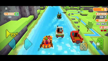 FAST BOAT ON RIVER ‼️ BLOCKY HIGHWAY TRAFFIC RACING LIFE BOAT #blockyhighway #racinggames