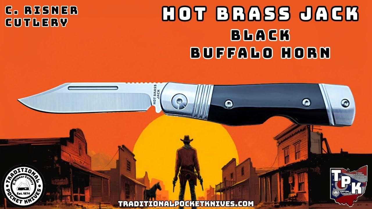 C. Risner Cutlery: Hot Brass Jack - Black Buffalo Horn