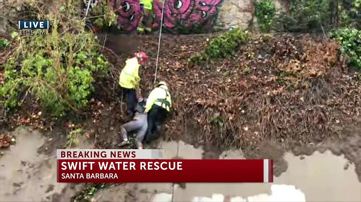 Person pulled from rushing water by Santa Barbara ...