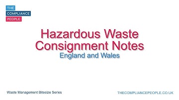 Hazardous Waste Consignment Notes England and Wales