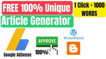100% FREE Unique Article Generator Tool | Best Article Generator Tool | 100% Adsense Approval Trick