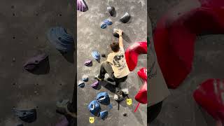 Joshua climbing a fun overhang boulder! #bouldering