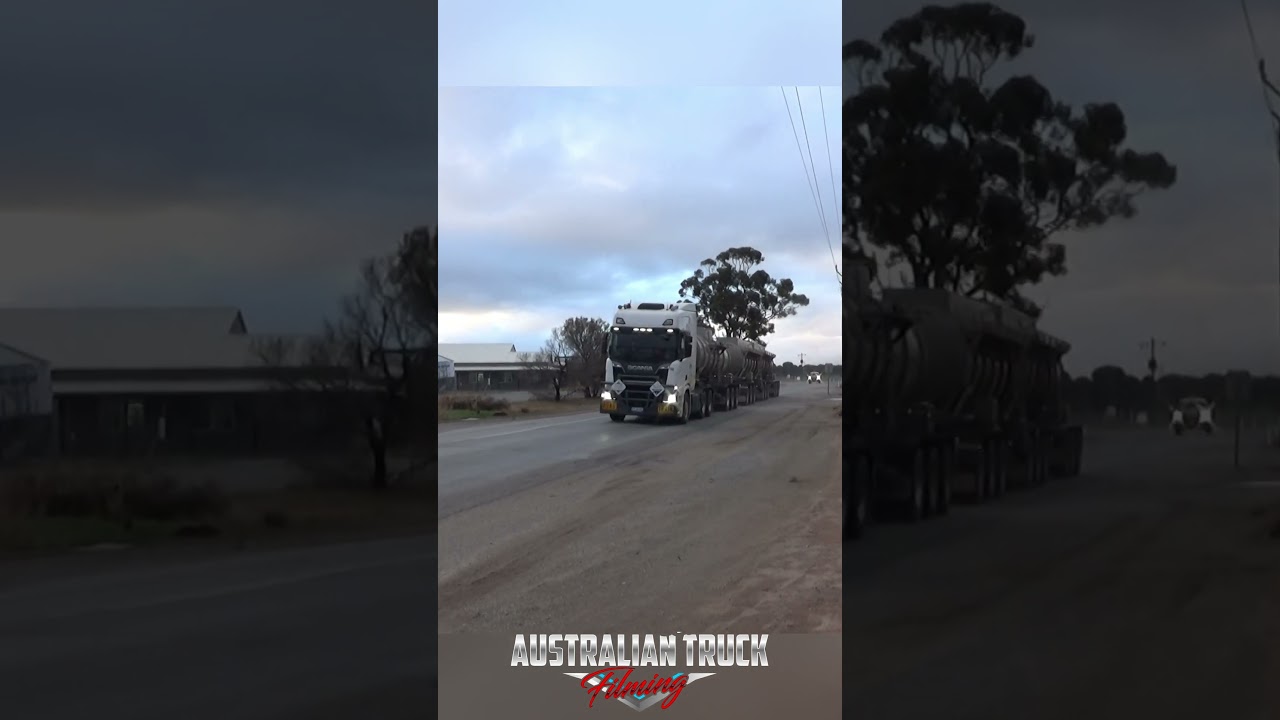 Scania sulphuric acid tanker road train passing by!