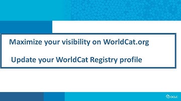 Update your WorldCat Registry profile
