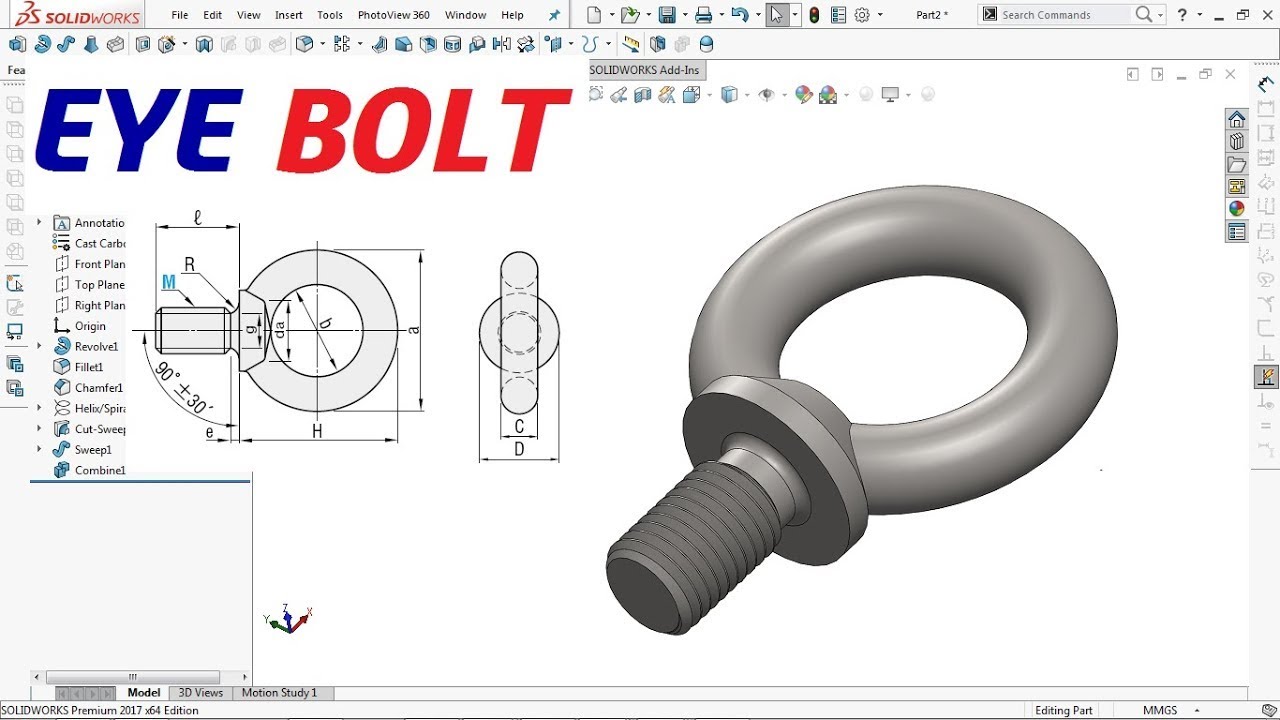 SOLIDWORKS TUTORIAL, DRAWING EYE BOLT