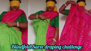 Blindfold Saree draping challenge video