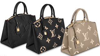 Louis Vuitton Palais bag. Monogram Empreinte, Bicolor Leather. Colors:  Black,Turtledove, Dove/Cream. 