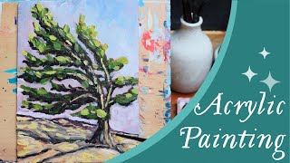 Impressionistic Tree Painting Tutorial | Windswept Pine | Beginner Painting Tutorial