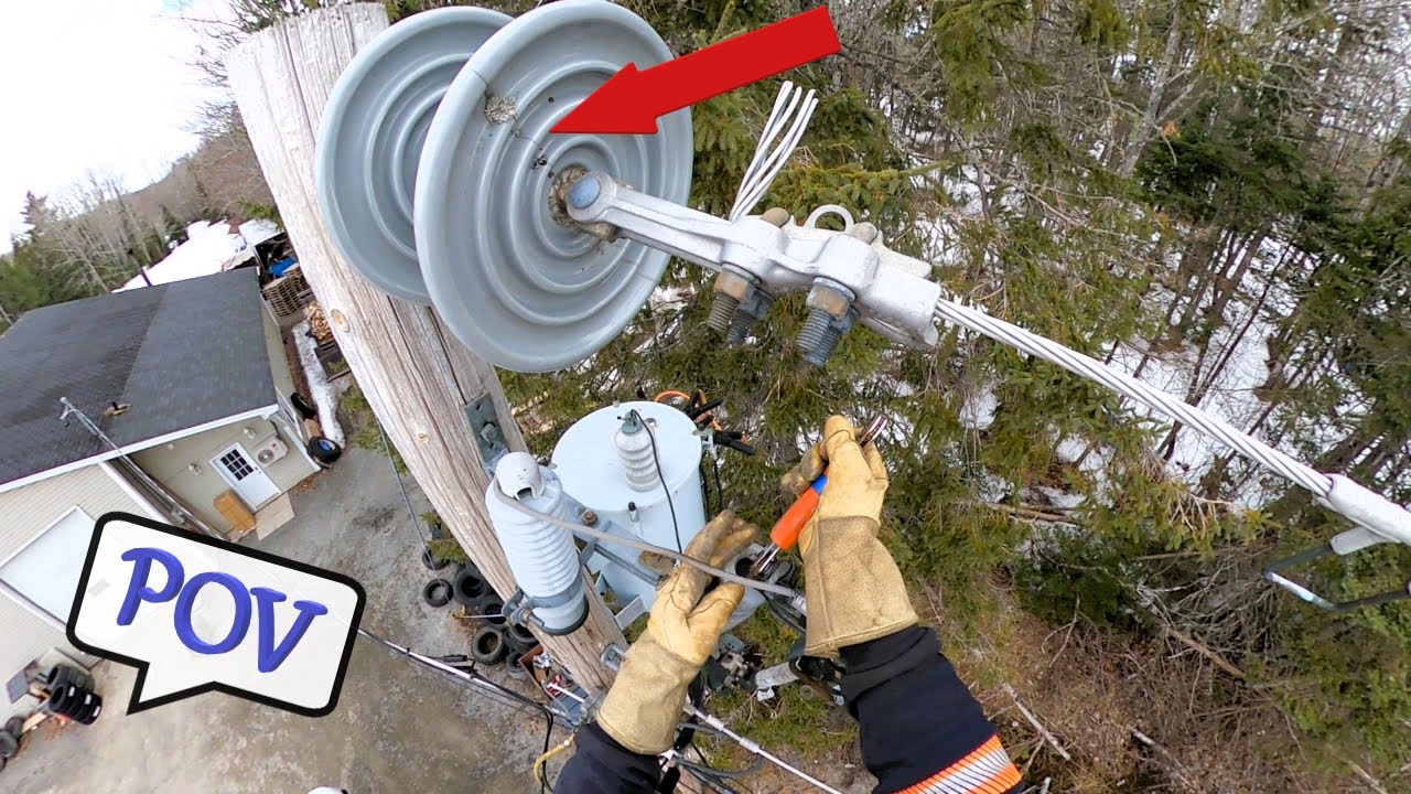 Lineman changing a "dead-end" - Go Pro