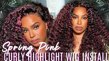 PINK SPRING CURLS?! CURLY Highlight Wig install! (FOR BEGINNERS!) | arabella hair x alwaysameera