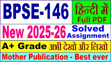 BPSE 146 solved assignment 2025-26 in Hindi || bpse 146 solved assignment 2026 || ignou bpse146