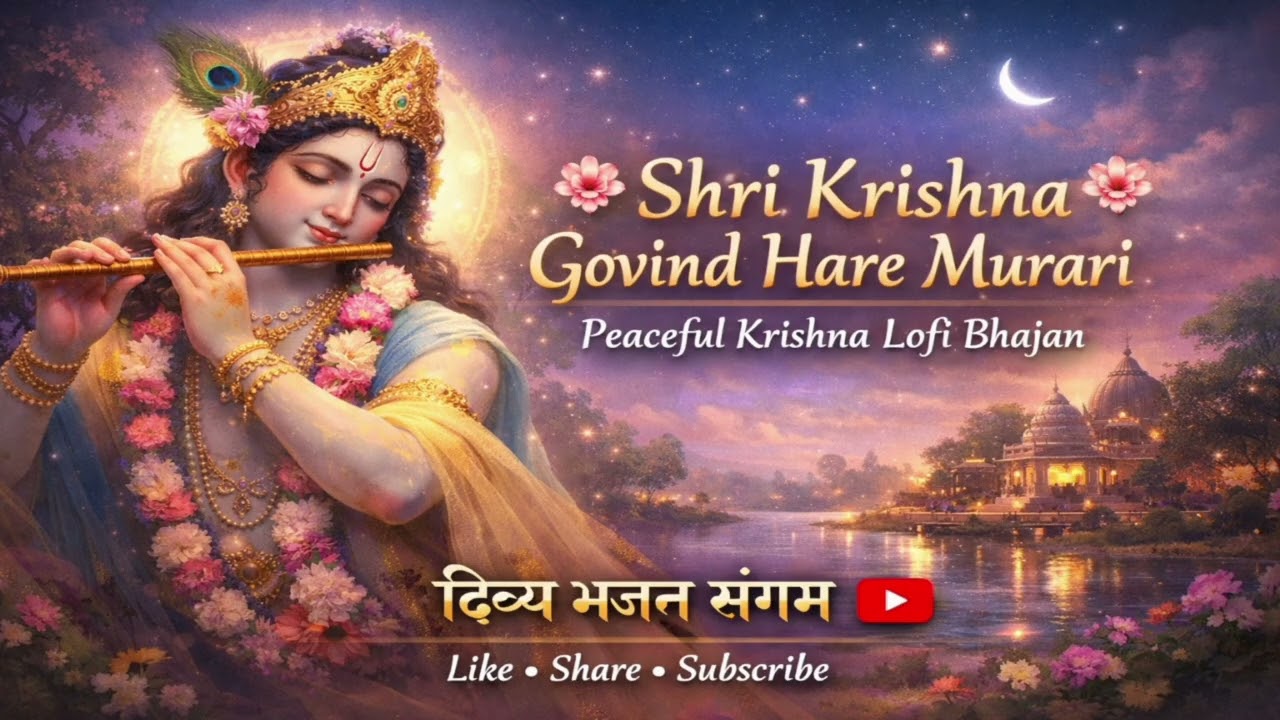 Shri Krishna Govind Hare Murari 🪈 | Relaxing Lofi Krishna Bhajan | Narayan Vasudev | दिव्य भजन संगम