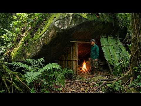 Full Video: 10 Days Alone in the Forest | Building a Hidden Rock Cave Home