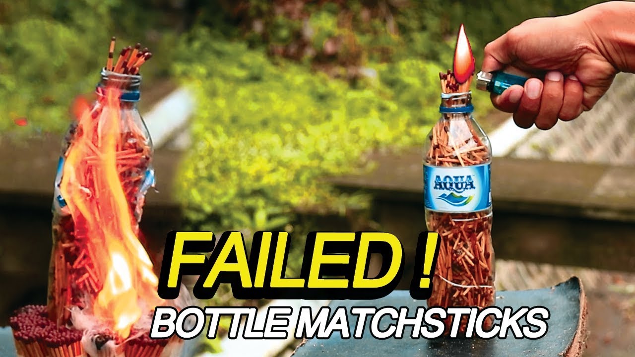 MATCH + BOTTLE = BURN Experiment 10000 Matches Burning In Bottle