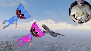 Kissy Missy And Huggy Wuggy Airplane Boeing 747 400 Very Beautiful Flight Flight Gta 5 Ep57